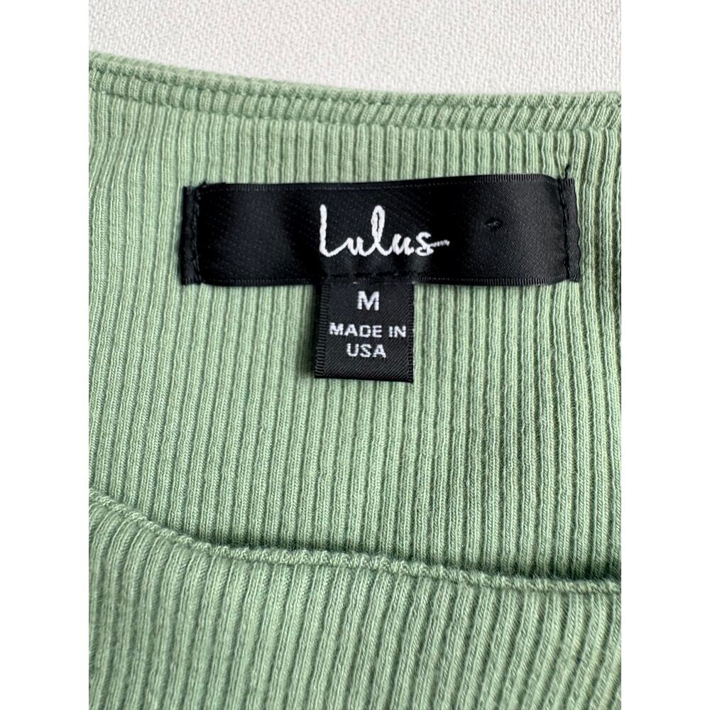 Lulus Over and Over Sage Green Ribbed Drawstring Ruched Bodycon Dress Size M - Picture 6 of 11